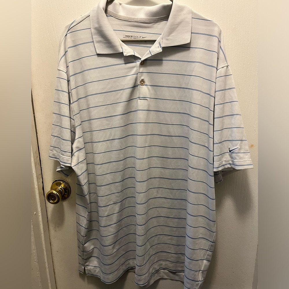 Nike dri-fit golf polo shirt blue and white size XXL